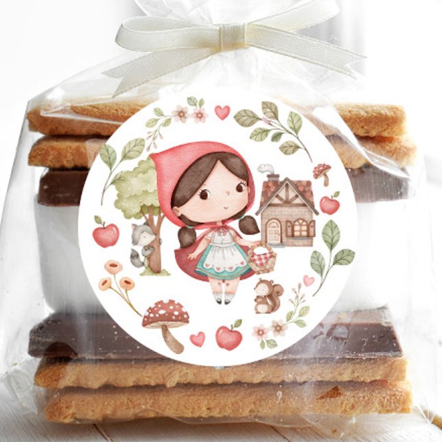 Pegatina Redonda Caperucita Roja Lindo Caprichoso (Subido por el creador)