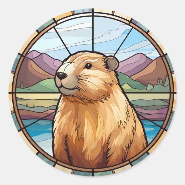 Pegatina Redonda Capibara , Cute Capybara, Funny Capybara (Anverso)