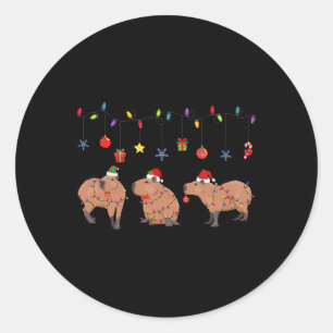 Pegatina Redonda Capibara Feliz Navidad Capybaras Lover Funny Cap