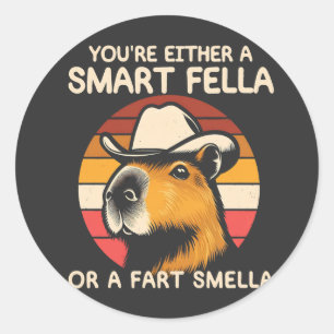 Pegatina Redonda Capibara retro