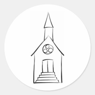 Pegatina Redonda Capilla Boda de pincel