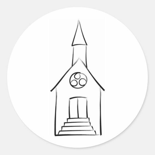 Pegatina Redonda Capilla Boda de pincel (Anverso)