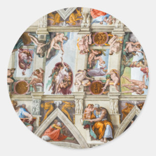 Pegatina Redonda Capilla Sixtina Michelangelo - Vaticano, Roma, Ita