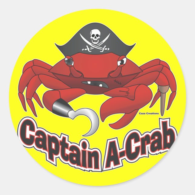 Pegatina Redonda Capitán "A-Crab" (Anverso)