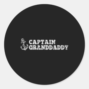 Pegatina Redonda Capitán Abuelo Navegador Anclaje de barco Divertid
