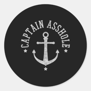 Pegatina Redonda Capitán Agujero - Divertido Marinero de Barco de V