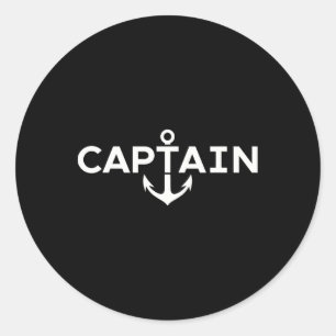 Pegatina Redonda Capitán Ancla Náutica Boáter Sailor Yaching Boa