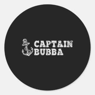 Pegatina Redonda Capitán Bubba Navegando Embarcación Vintage Ancla