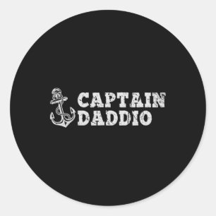 Pegatina Redonda Capitán Daddio Navegador Anclaje de barco vintage