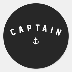 Pegatina Redonda Capitán de barco Retro