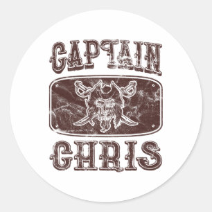 Pegatina Redonda Capitán de la Vintage Chris Pontoon Pirata Persona
