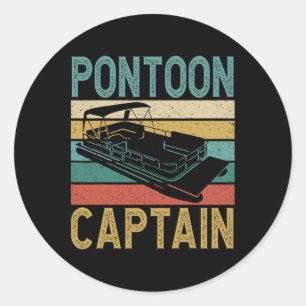 Pegatina Redonda Capitán de lancha pontón divertido lancha pontón n