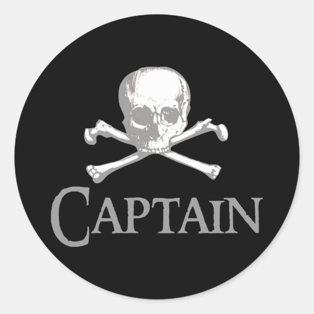 Pegatina Redonda Capitán de Piratas (Anverso)