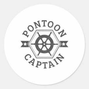Pegatina Redonda Capitán de pontón - Pontooning Boating Nautical