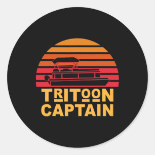 Pegatina Redonda Capitán de Tritón Pontoon Capitán Tritoon Boating