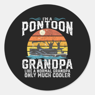 Pegatina Redonda Capitán del abuelo de Pontoon Retro Funny Padre de