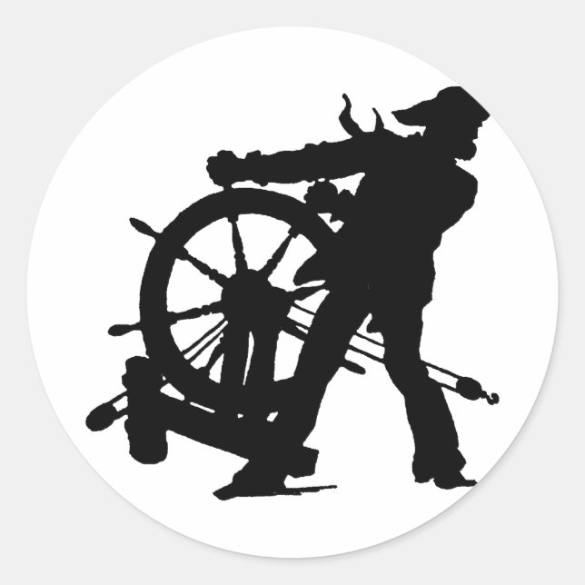 Pegatina Redonda Capitán del mar (Anverso)