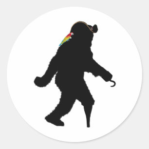 Pegatina Redonda Capitán del Pirata Sasquatch