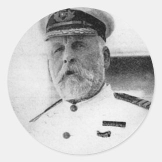 Pegatina Redonda Capitán EJ Smith del Titanic