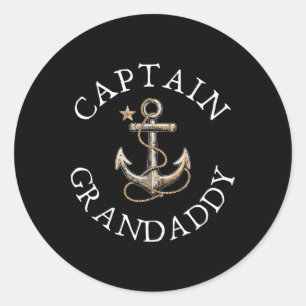 Pegatina Redonda Capitán Grandaddy Bot Sailing Boing Anchor Funn