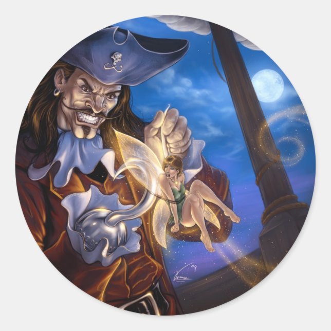 Pegatina Redonda Capitán James (Anverso)