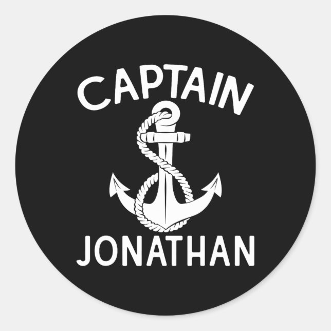 Pegatina Redonda Capitán Jonathan Barco Anchor Yate Barco (Anverso)
