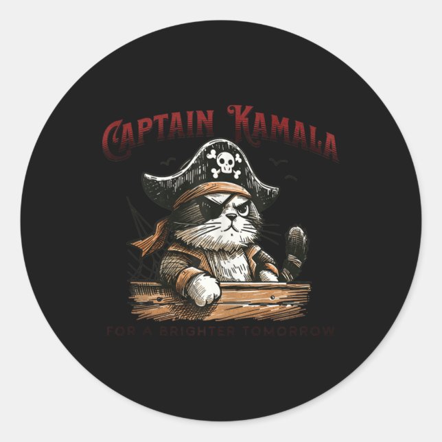 Pegatina Redonda Capitán Kamala (Anverso)
