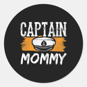 Pegatina Redonda Capitán Mamá Barco Barco Barco Barco Mamá Mamá Mam