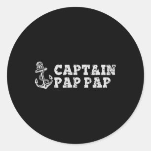 Pegatina Redonda Capitán Pap-pap Barco Navegando Pappap Ancla de Ba