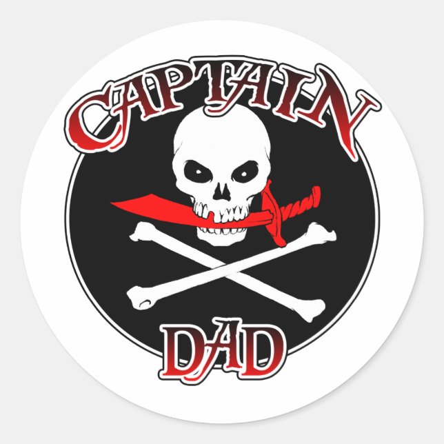 Pegatina Redonda Capitán Papá (Cutlass) (Anverso)