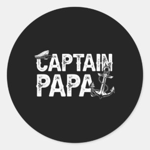 Pegatina Redonda Capitán Papá Lago Pontón Marinero Pesca Embarcació