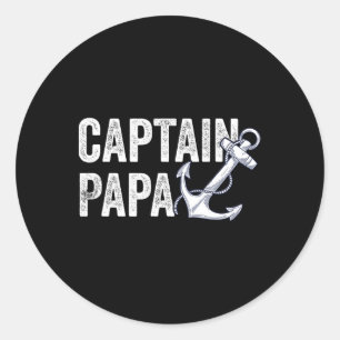 Pegatina Redonda Capitán Papa Pontón Regalo Lago Marinero Barco de