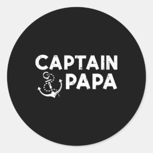 Pegatina Redonda Capitán Papa Propietario de bote Familia Padres Dí