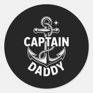 Pegatina Redonda Capitán Papá Regalo Divertido Náutico de Barco par