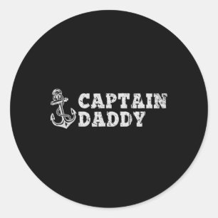 Pegatina Redonda Capitán Papá Velero Barco Vintage Ancla de barco