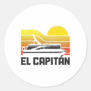 Pegatina Redonda Capitán Pontón El Capitan Pontooning Bote