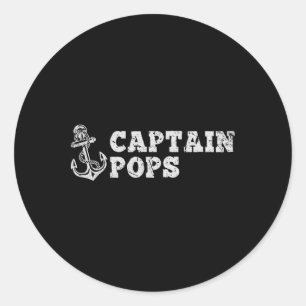 Pegatina Redonda Capitán Pops Velero Embarcación Barco Antiguo Ancl