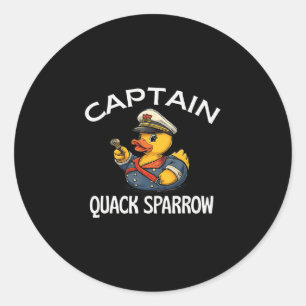 Pegatina Redonda Capitán Quack Sparrow Crucero Patos Mantener Ocult
