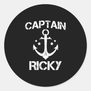 Pegatina Redonda Capitán Ricky regalo divertido de cumpleaños con n
