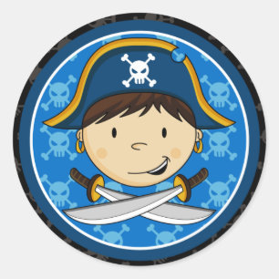 Pegatina Redonda Capitán Sticker Sheet del pirata