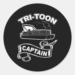 Pegatina Redonda Capitán Tritoon Funny Tritoon Boa Pontoon