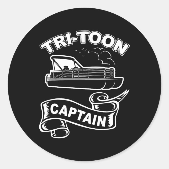 Pegatina Redonda Capitán Tritoon Funny Tritoon Boa Pontoon (Anverso)