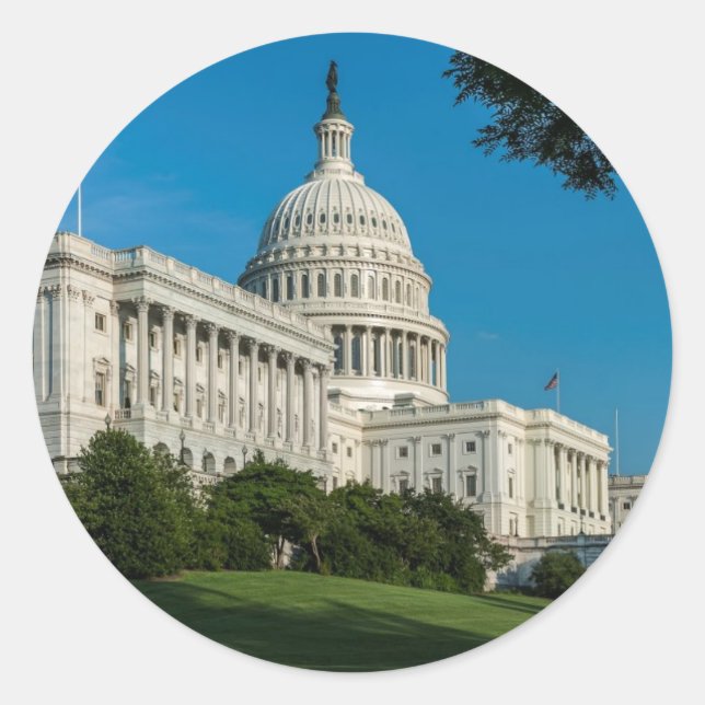 Pegatina Redonda Capitol Building West View (Anverso)