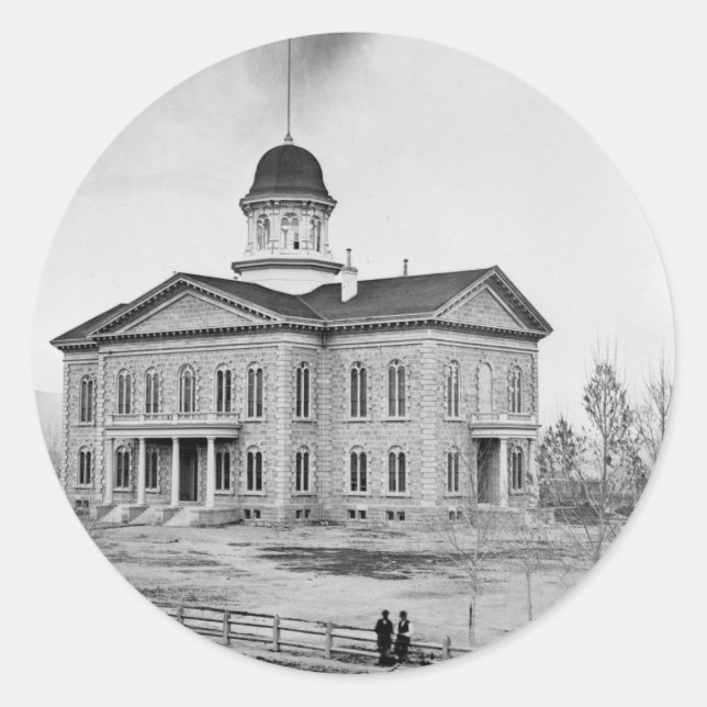 Pegatina Redonda Capitolio Estatal de Nevada (Anverso)