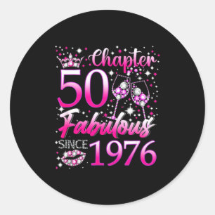Pegatina Redonda Capítulo 50 Fabuloso Desde 1976 Cumpleaños 50 Muje