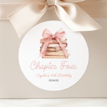 Capítulo Cuatro Libros con Lazo Rosa Fiesta de Cum