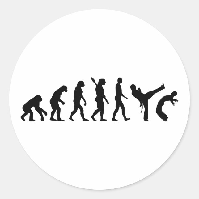 Pegatina Redonda Capoeira de la Evolución (Anverso)