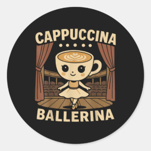 Pegatina Redonda Cappuccina Ballerina Cappuccino Ballerina