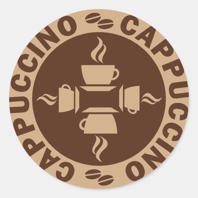 Pegatina Redonda Cappuccino (Anverso)