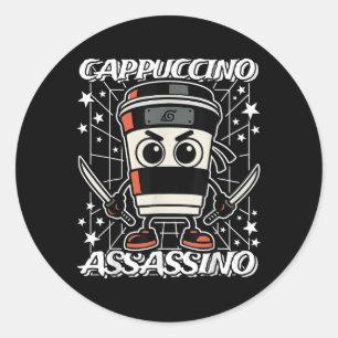 Pegatina Redonda Cappuccino-asesinato italiano-bodrio café Assas